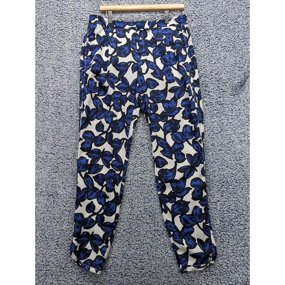 Banana Republic Floral Print Drapey Pants Size 8 Long Ankle Crop Colorful Blue